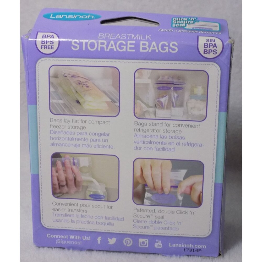 Breast Milk Storage Bags 50 Ct by Lansinoh Lot of 3 (150 Total Bags) - Picture 3 of 5